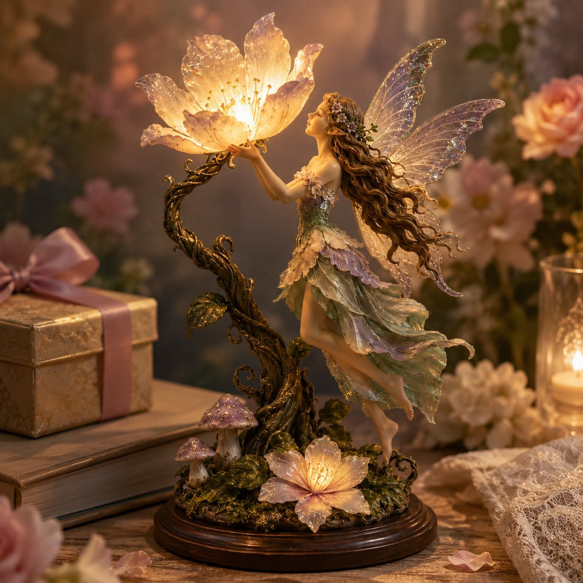 Flower Fairy Night Light Sculpted Table Lamp