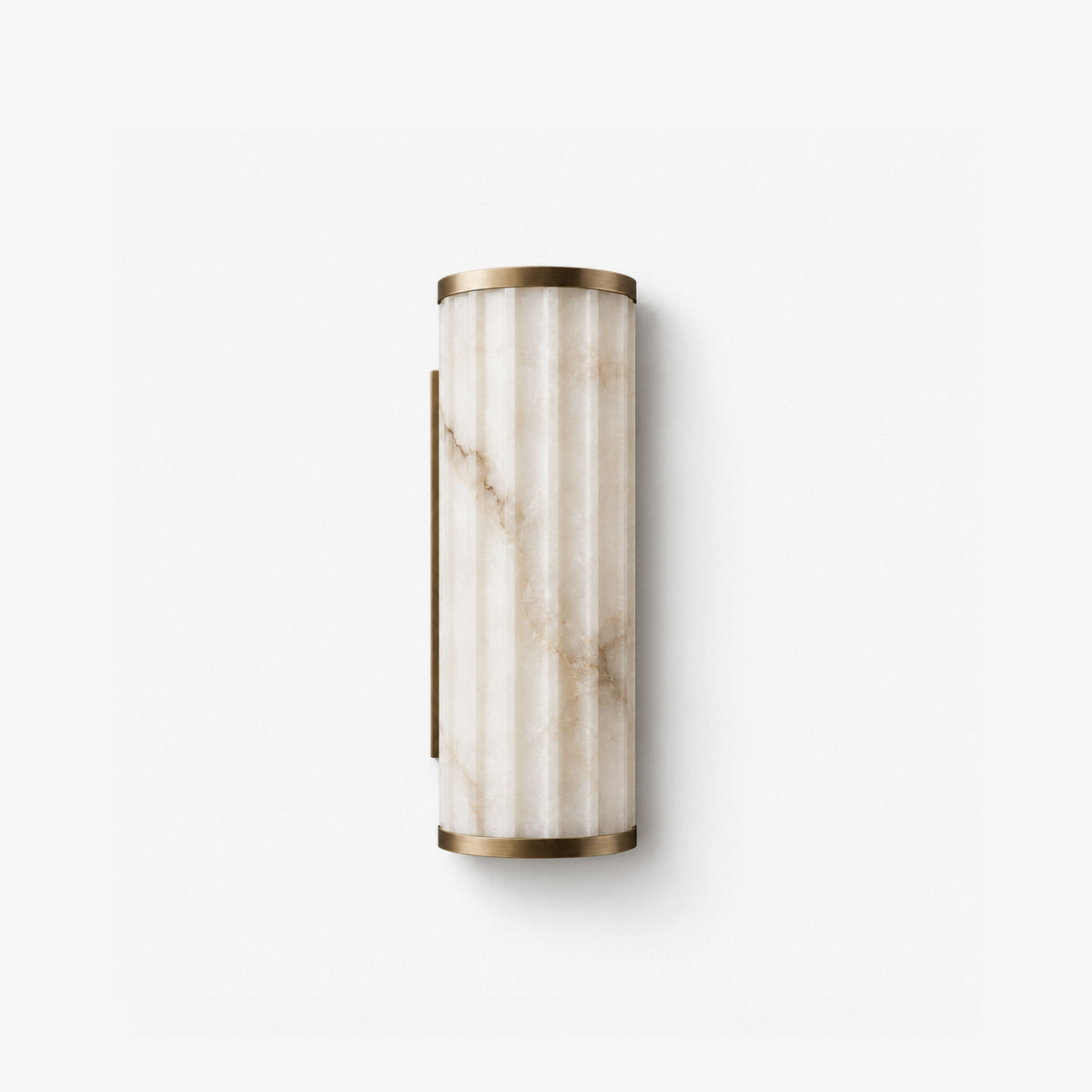 Fluted Alabaster Wall Sconce Half Cylinder LED 14.2 in Set of 2