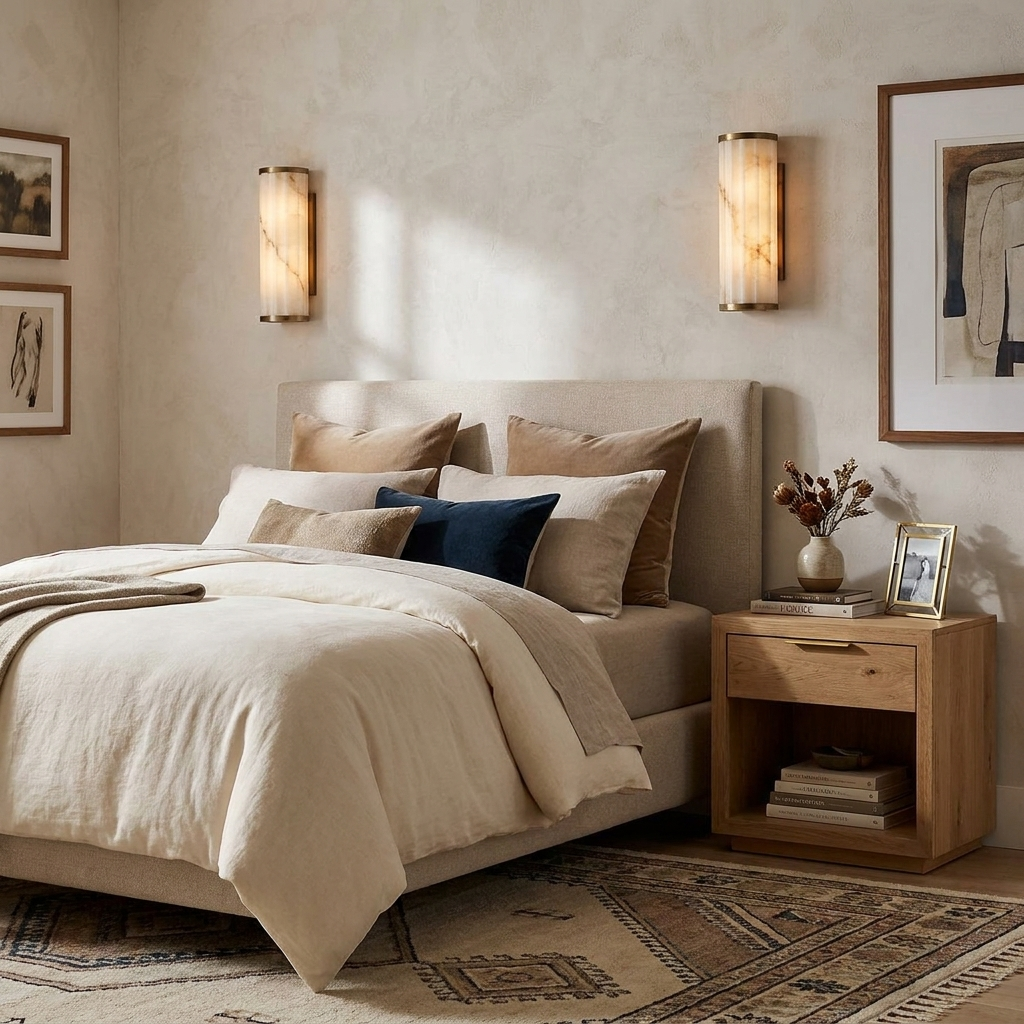 Fluted Alabaster Wall Sconce Half Cylinder LED 14.2 in Set of 2