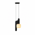 Fluted Paper Pendant Light Curved Black Arm 11 x 24 in Set of 3