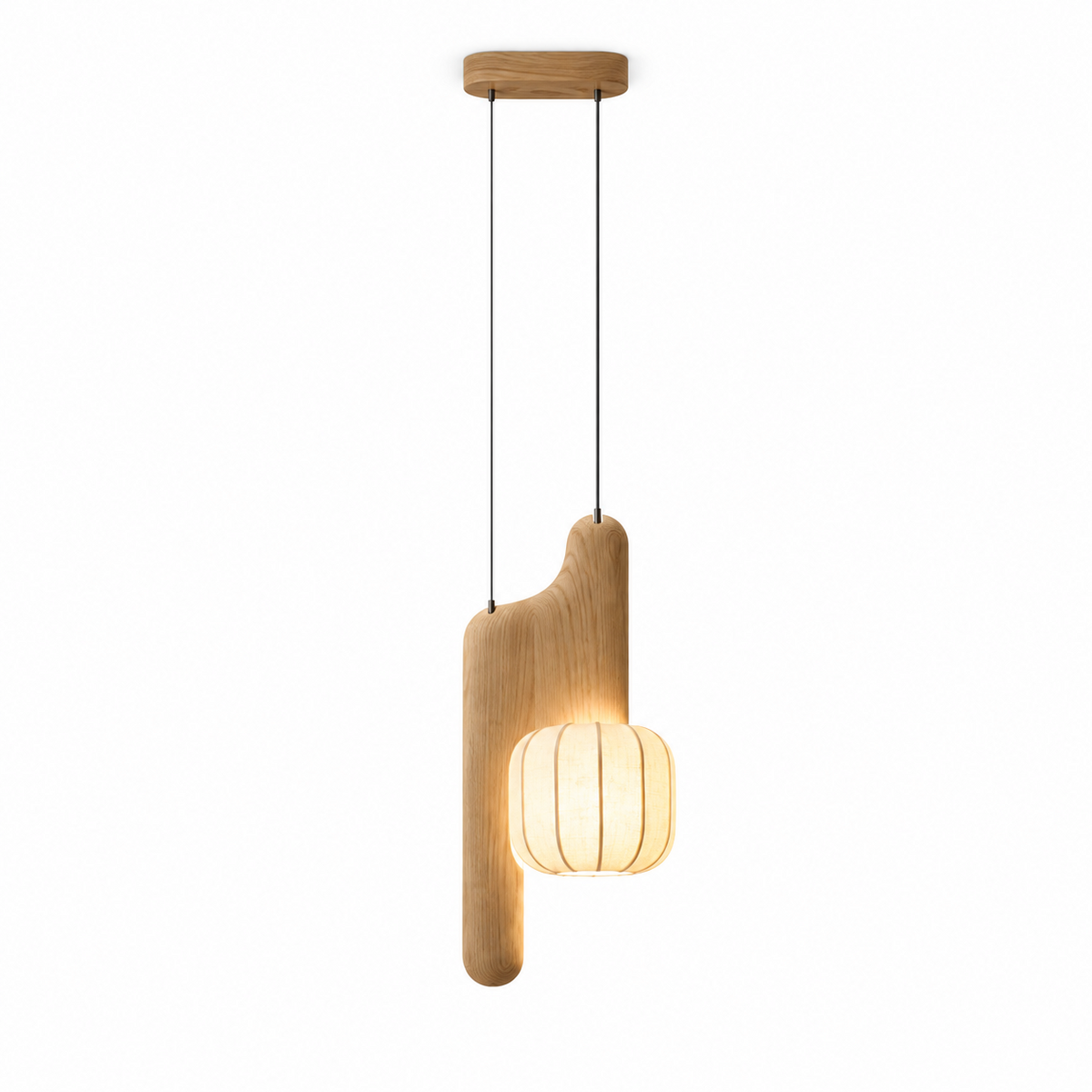 Fluted Paper Pendant Light Curved Black Arm 11 x 24 in Set of 3
