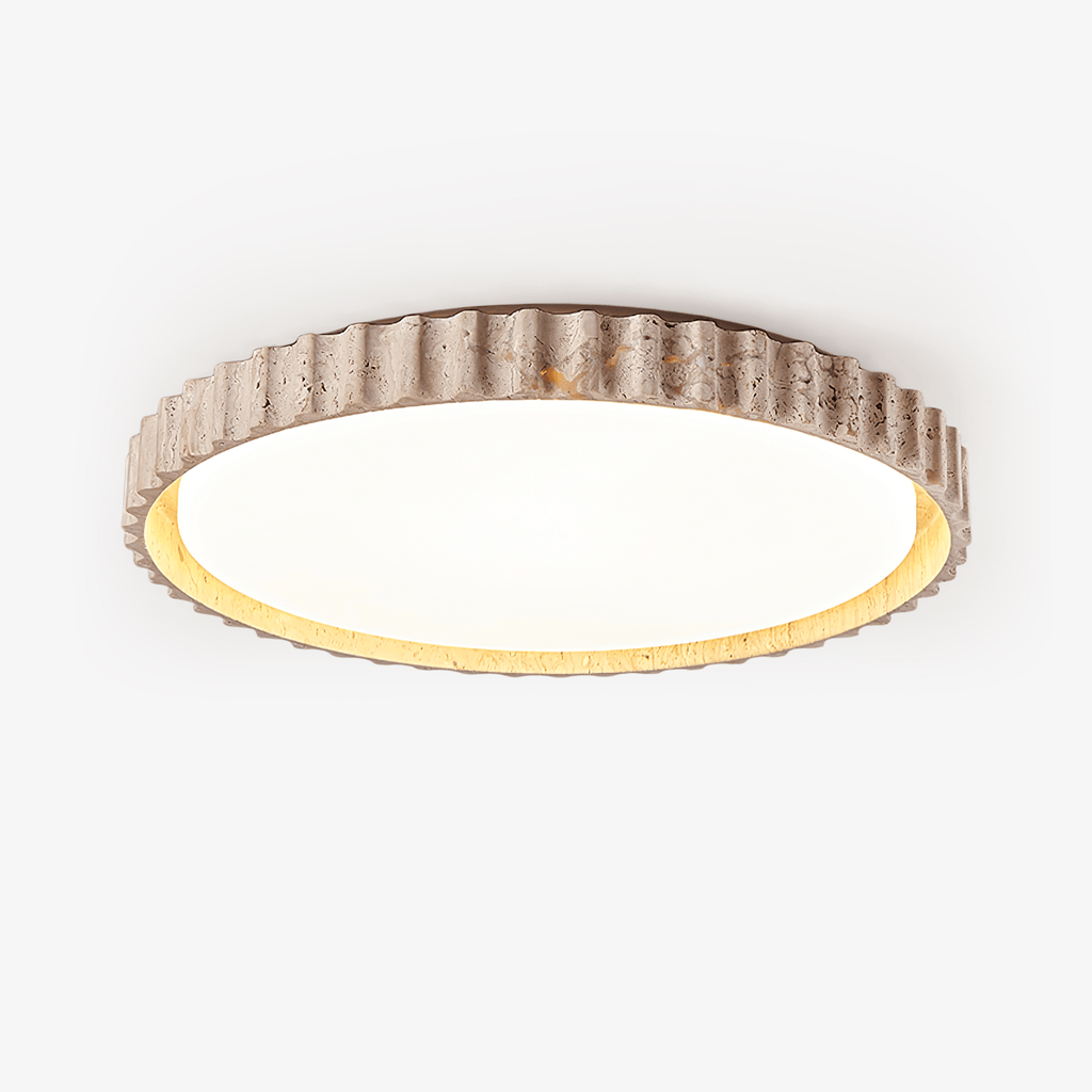 Fluted Travertine Flush Mount Ceiling Light 12.6 in