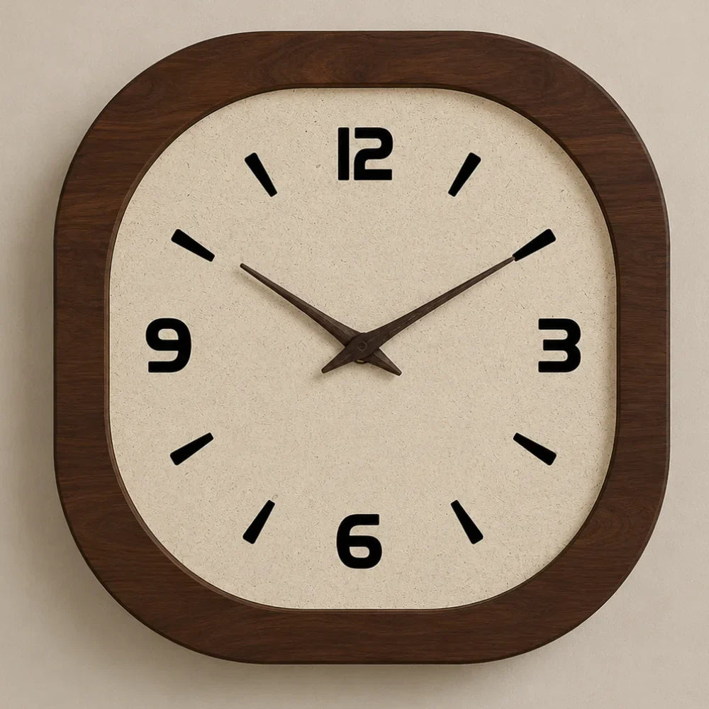 Wall Clock 12 14 or 16 Inches Silent Quartz Cream Brown