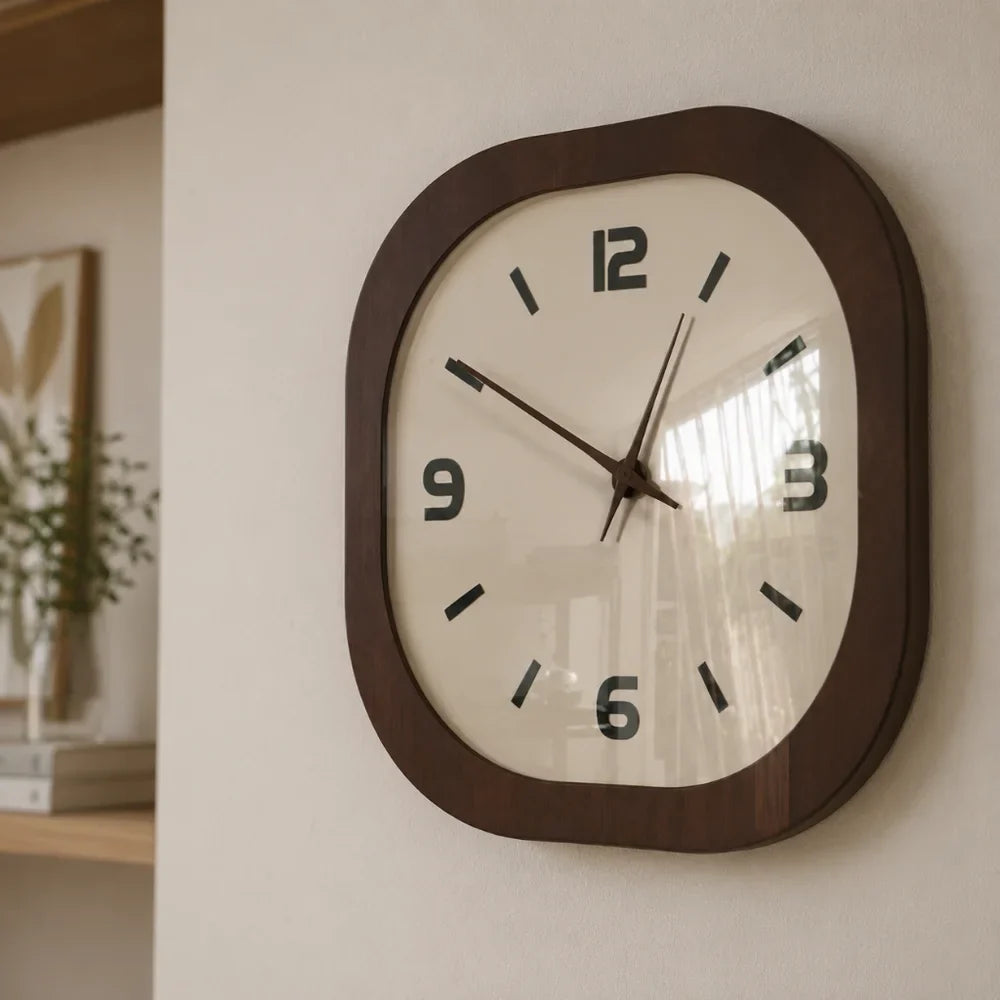 Wall Clock 12 14 or 16 Inches Silent Quartz Cream Brown