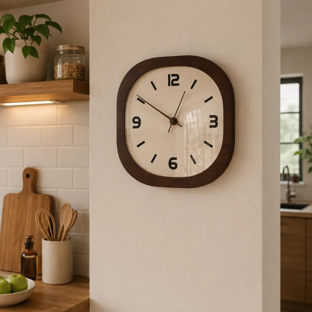Wall Clock 12 14 or 16 Inches Silent Quartz Cream Brown