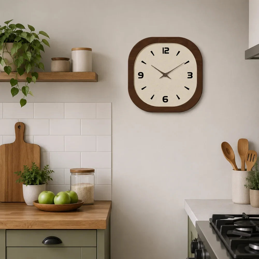 Wall Clock 12 14 or 16 Inches Silent Quartz Cream Brown