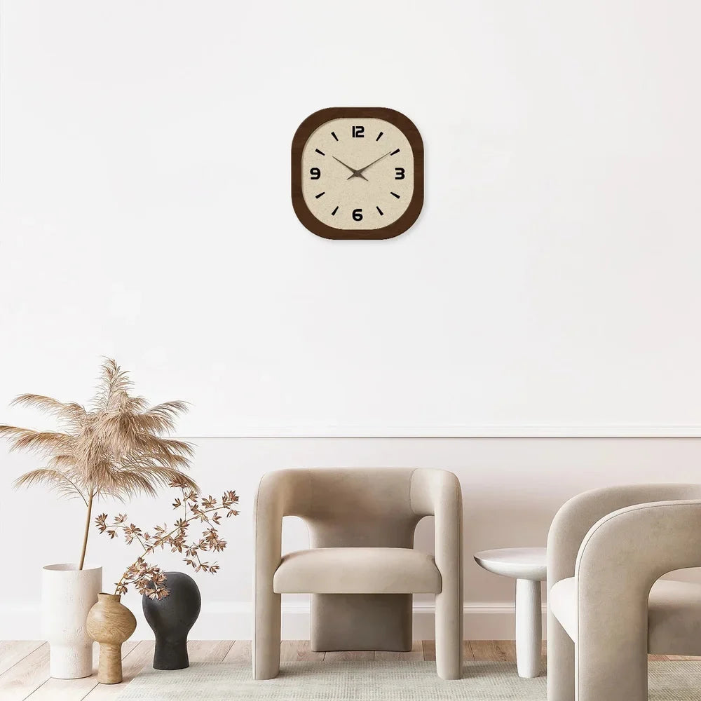 Wall Clock 12 14 or 16 Inches Silent Quartz Cream Brown