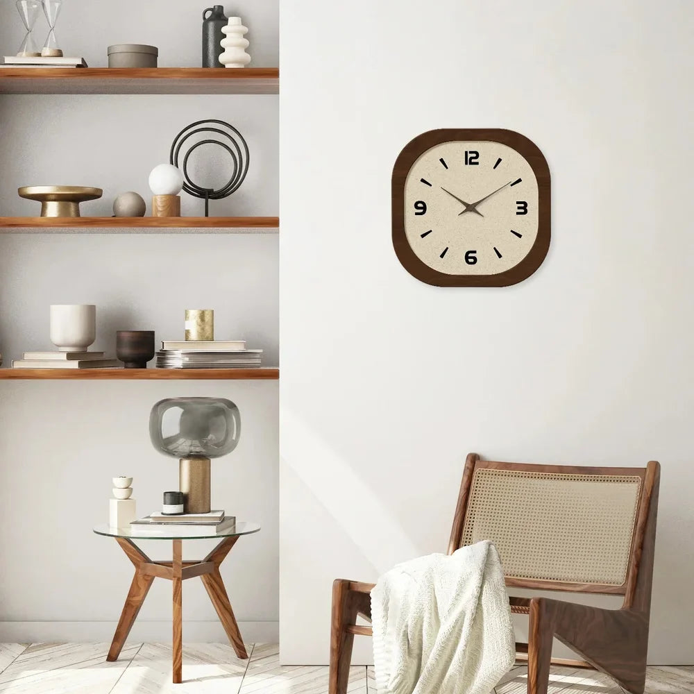 Wall Clock 12 14 or 16 Inches Silent Quartz Cream Brown