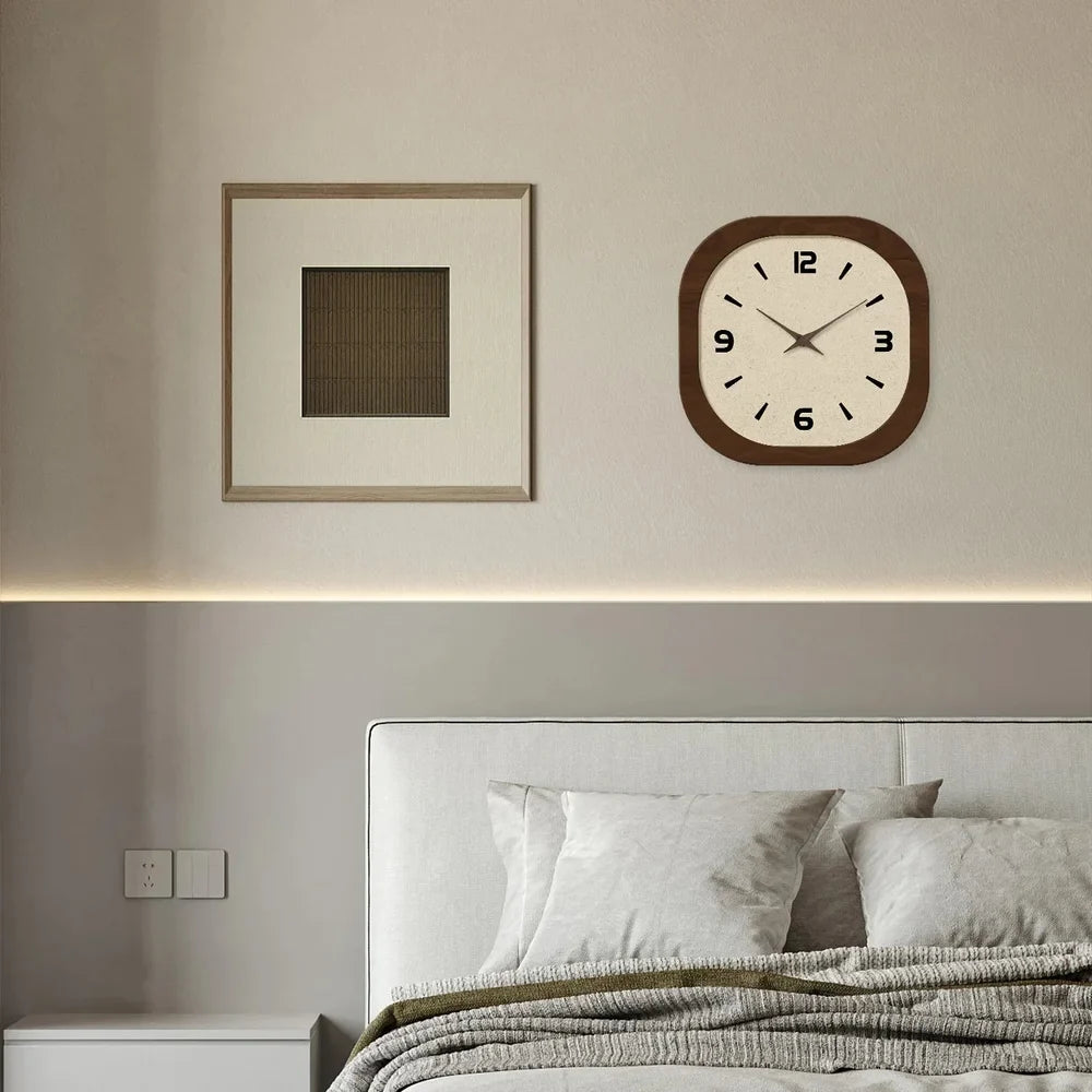 Wall Clock 12 14 or 16 Inches Silent Quartz Cream Brown
