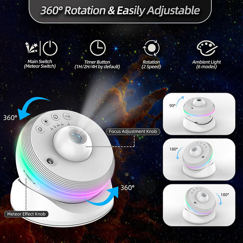 Galaxy Star Projector Night Light 360 Degree Rotating Base