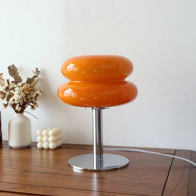 Glass Table Lamp with Chrome Base 11 Inch USB Powered