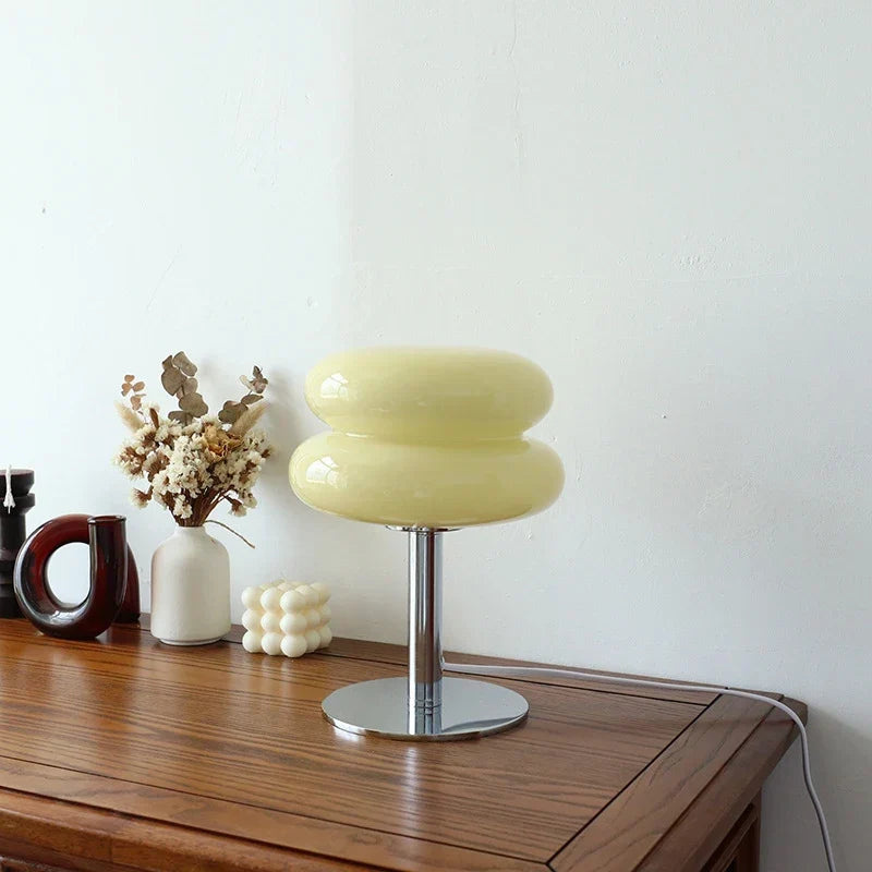 Glass Table Lamp with Chrome Base 11 Inch USB Powered
