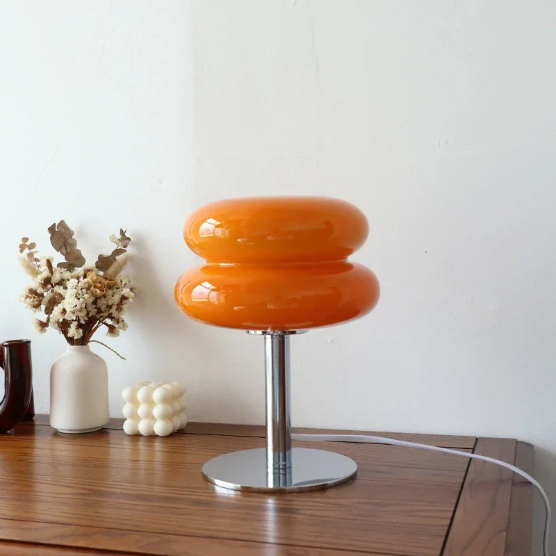 Glass Table Lamp with Chrome Base 11 Inch USB Powered