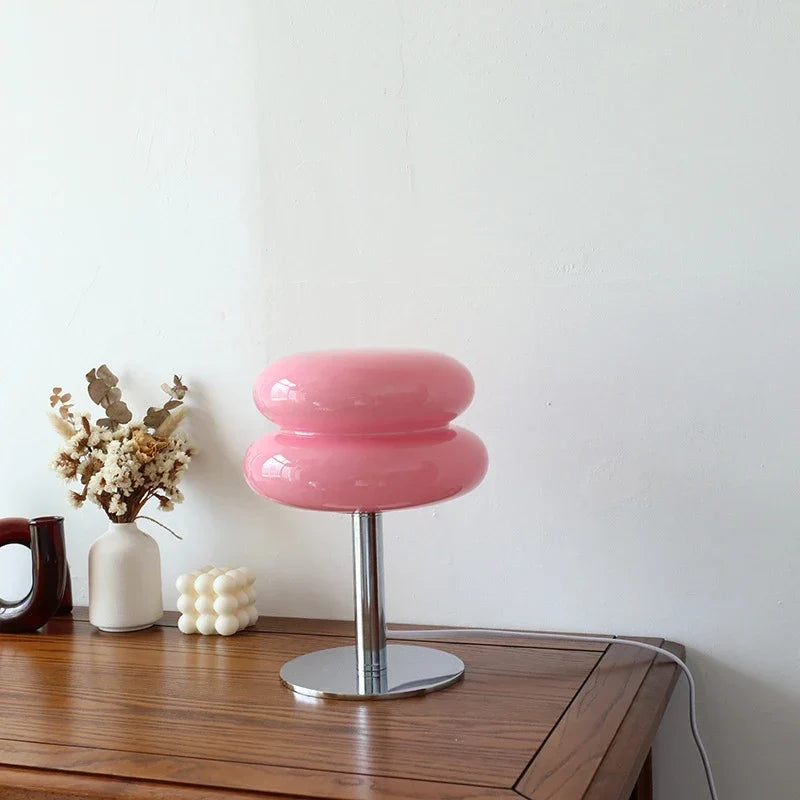 Glass Table Lamp with Chrome Base 11 Inch USB Powered