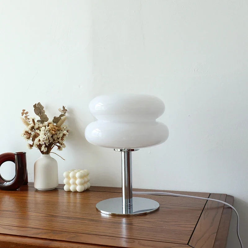 Glass Table Lamp with Chrome Base 11 Inch USB Powered