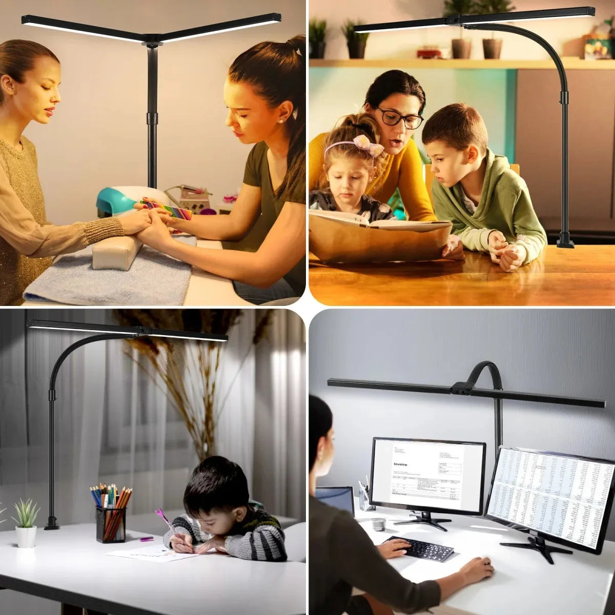 Gooseneck LED Desk Lamp Dimmable USB Powered Aluminum Set of 2