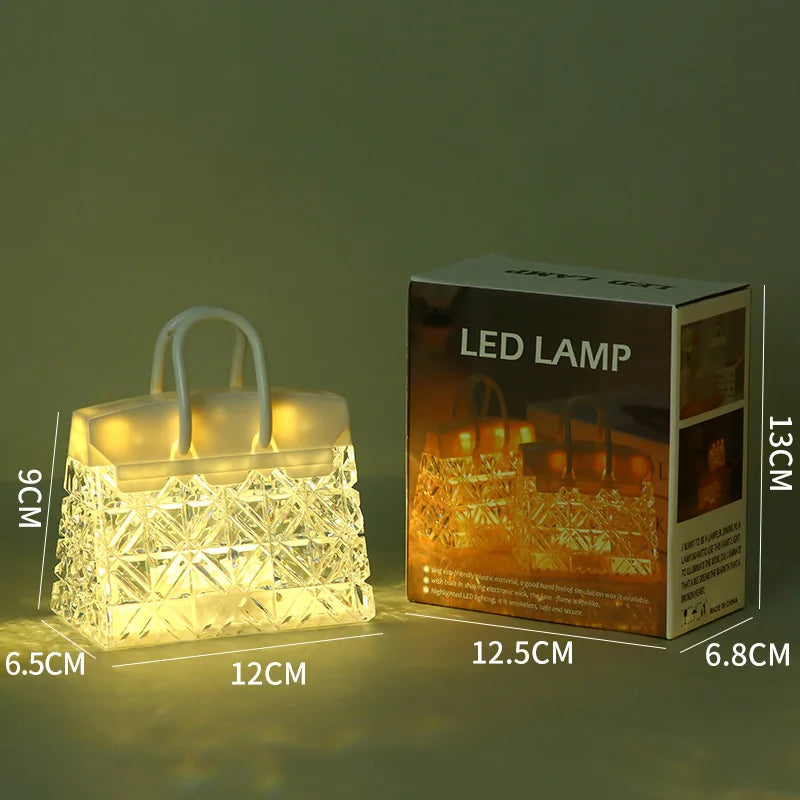Handbag Shaped LED Table Lamp 5.3 x 4.5 Inch Clear Set of 2