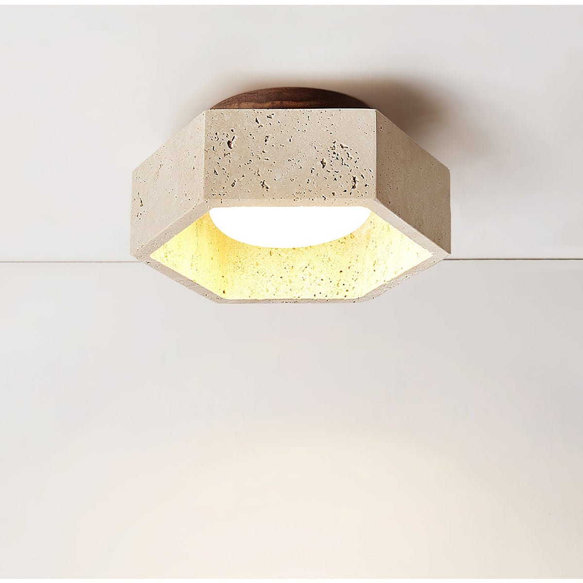 Hexagon Travertine Flush Mount Ceiling Light 6.7 in Set of 2
