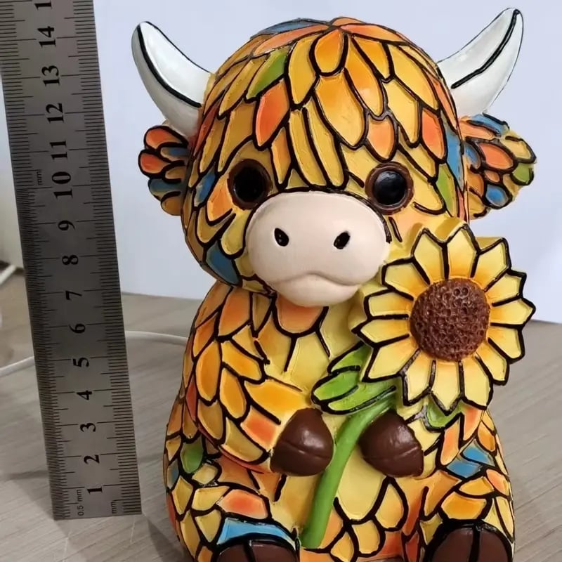 Highland Cow Night Light Resin Figurine Lamp 5.7 Inch USB