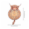 Highland Cow Wall Clock Swinging Tail 9.8 Inch MDF Set of 2