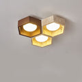 Honeycomb Travertine Flush Ceiling Light 3 Cell 11.8 in Set of 3
