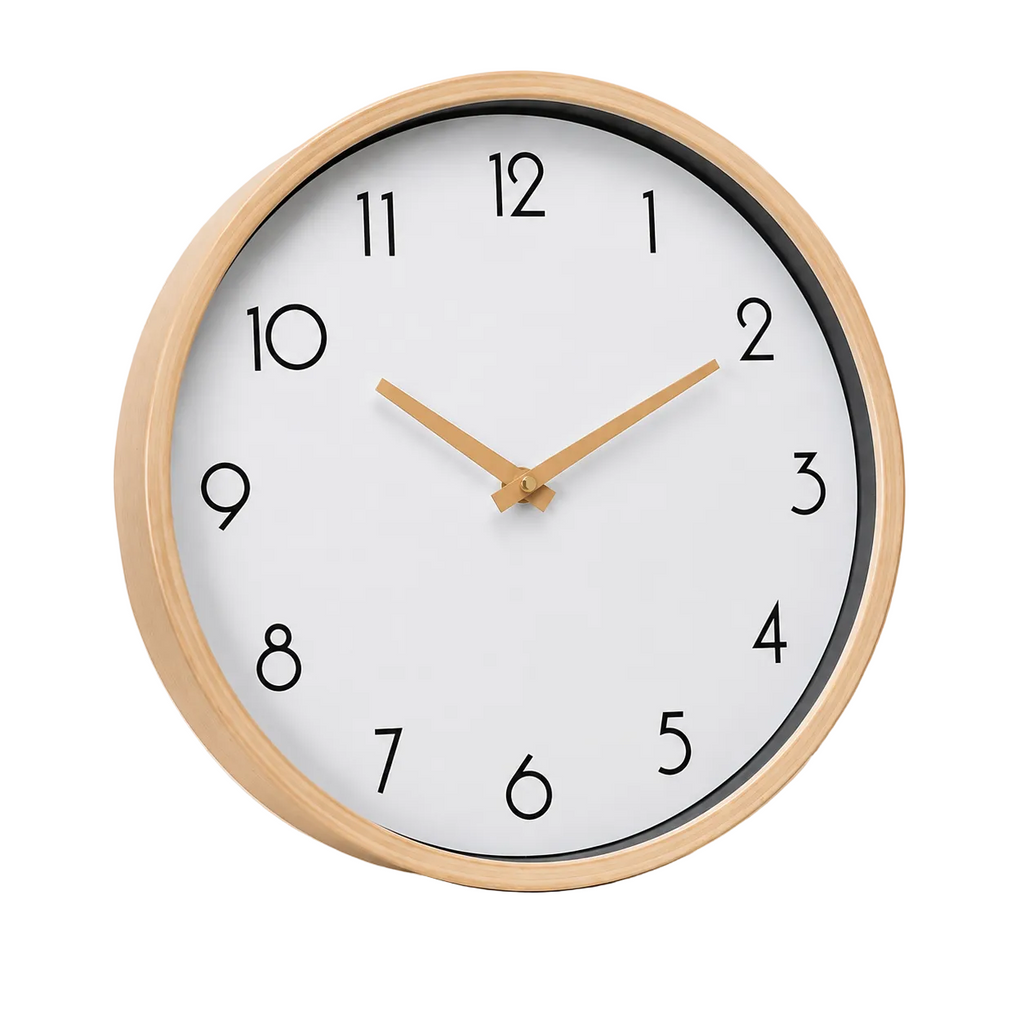 Wall Clock 12 Inches Silent Sweep Wood Grain Frame