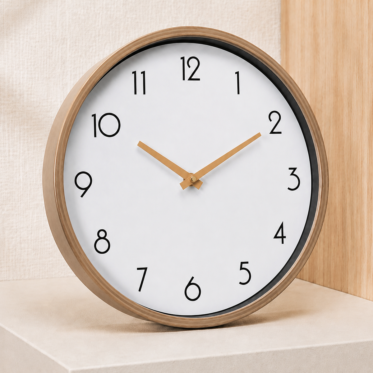 Wall Clock 12 Inches Silent Sweep Wood Grain Frame