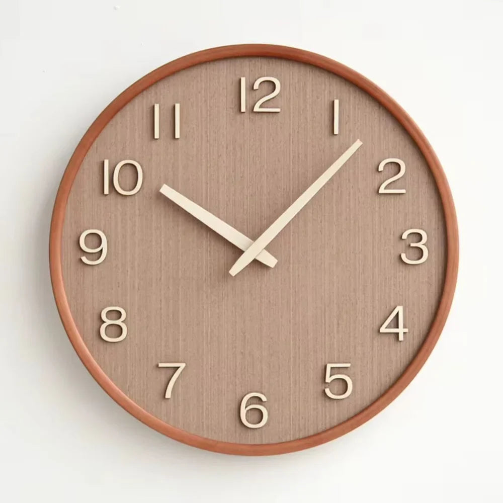Wall Clock 11.8 Inches Wood Silent Quartz Light or Dark Wood