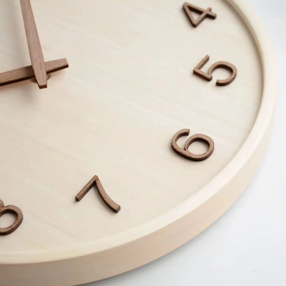 Wall Clock 11.8 Inches Wood Silent Quartz Light or Dark Wood