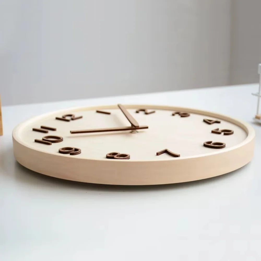 Wall Clock 11.8 Inches Wood Silent Quartz Light or Dark Wood