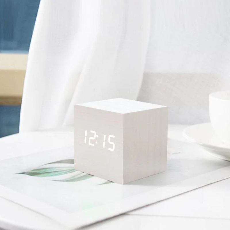 LED Cube Digital Clock 2.4 Inch USB or Battery Set of 2