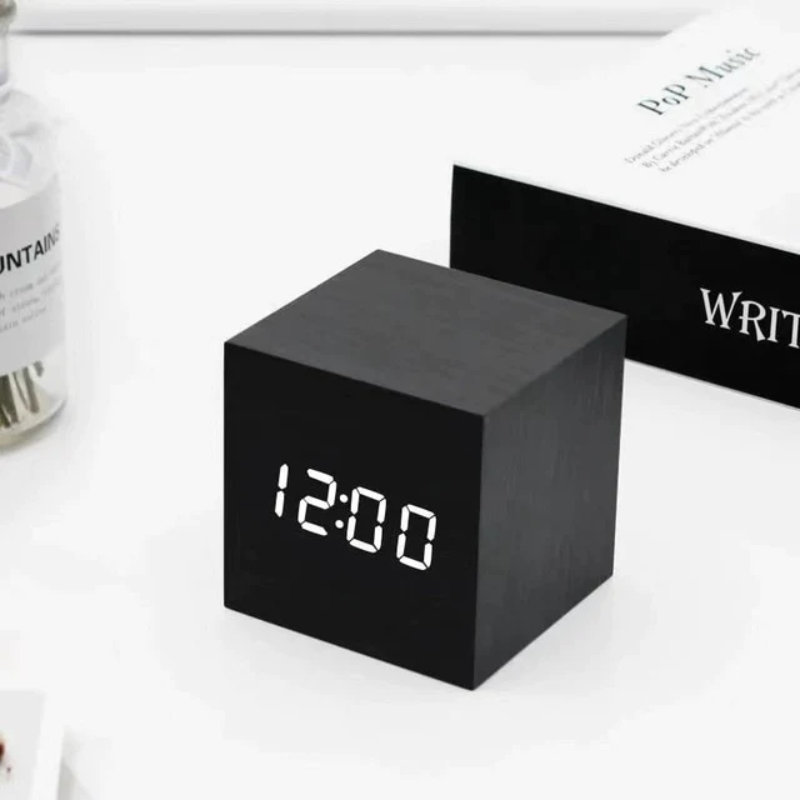LED Cube Digital Clock 2.4 Inch USB or Battery Set of 2