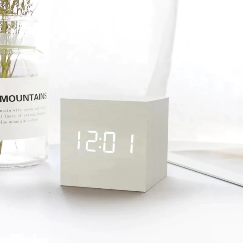 LED Cube Digital Clock 2.4 Inch USB or Battery Set of 2