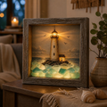 Lighted Shadow Box Coastal Scene 8.5 x 8.5 Inch