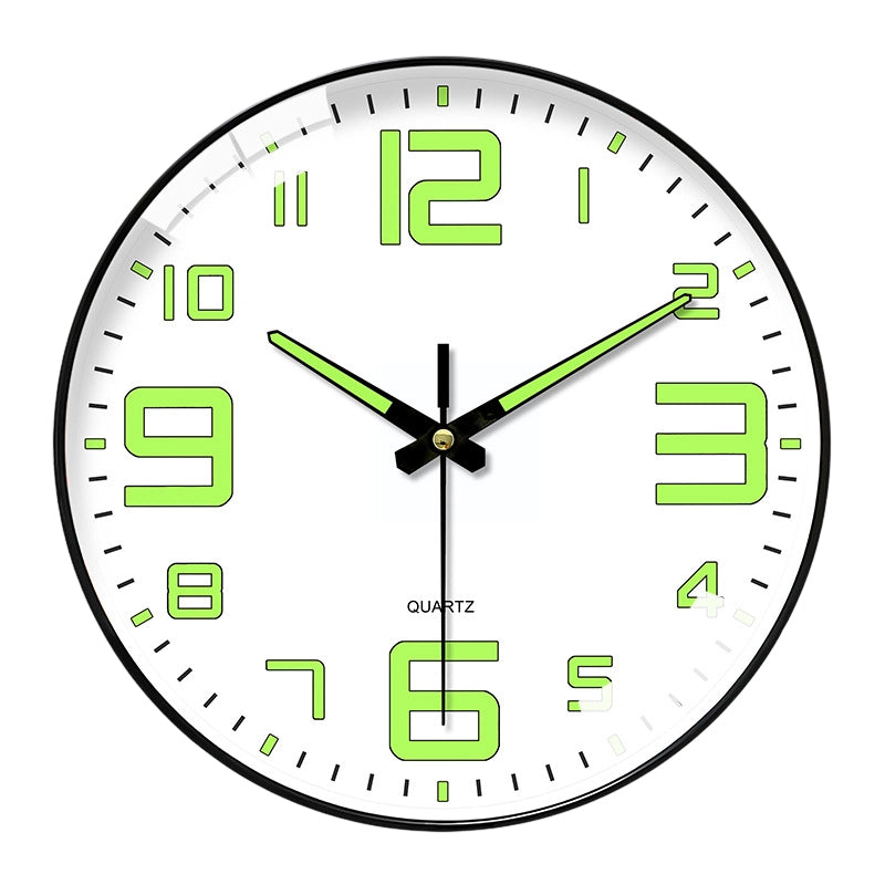 Luminous Wall Clock 8 in Quiet Sweep Movement Set of 2