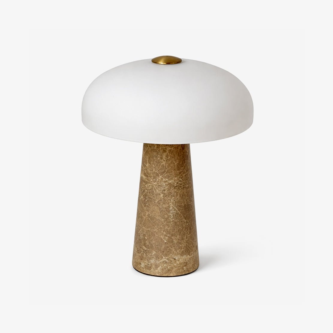 Marble Base Dome Table Lamp White Glass Shade 9.4 in