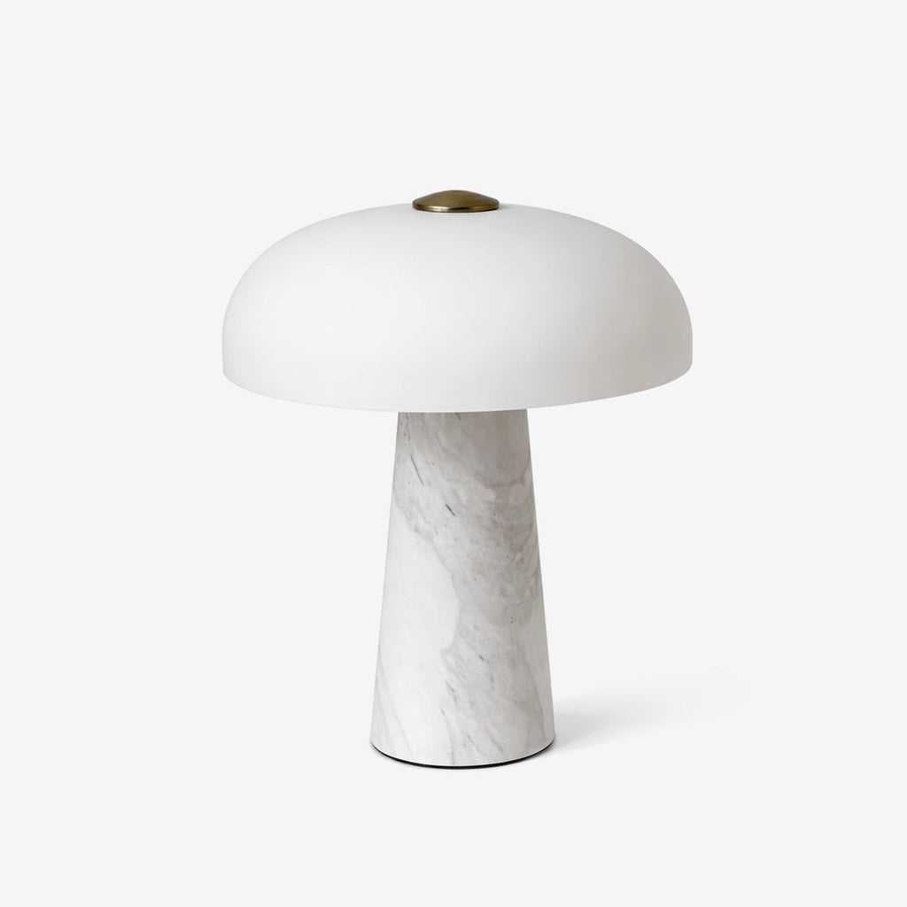 Marble Base Dome Table Lamp White Glass Shade 9.4 in
