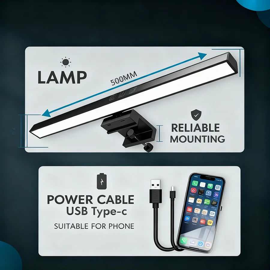Monitor Light Bar LED Screen Lamp with 3 Color Modes USB Set of 3