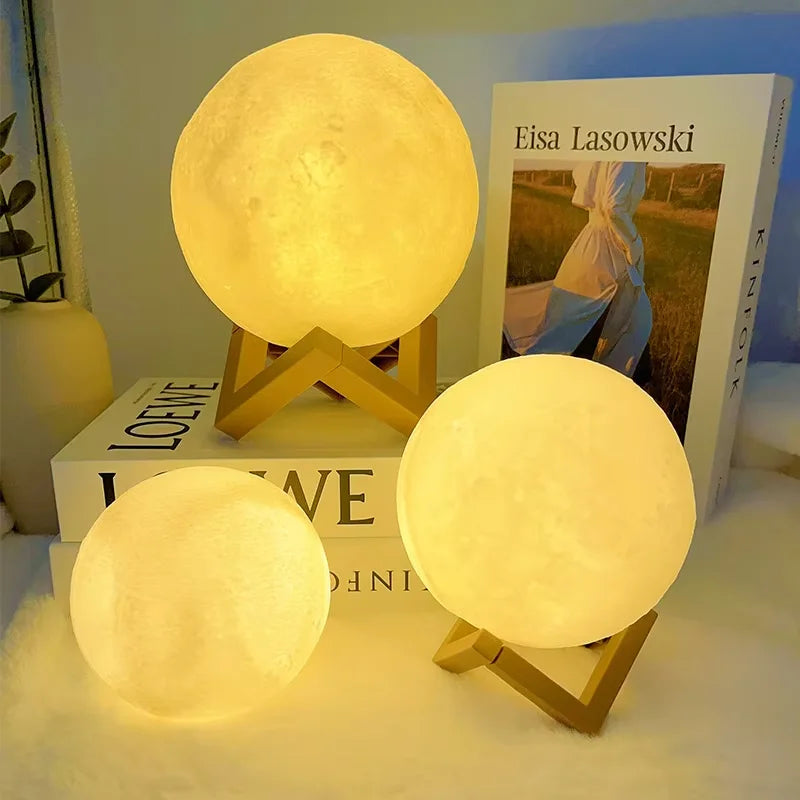 Moon Night Light 3.1 Inch Ball on Stand Button Cell Set of 3