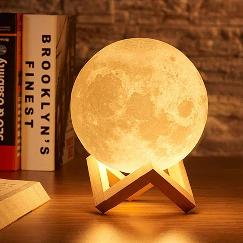 Moon Night Light 3.1 Inch Ball on Stand Button Cell Set of 3