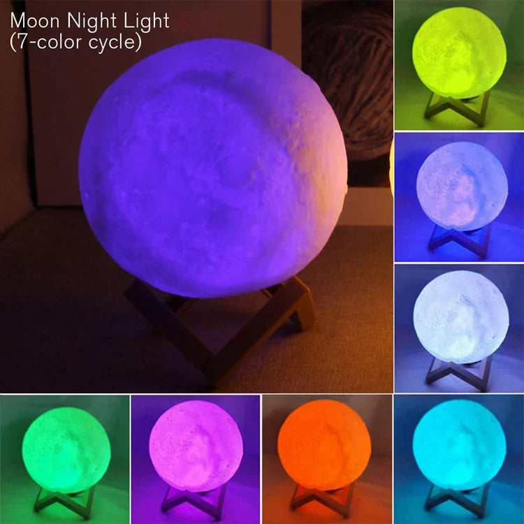 Moon Night Light 3.1 Inch Ball on Stand Button Cell Set of 3
