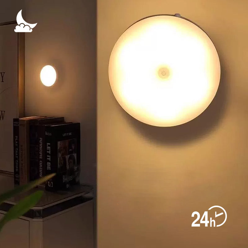 Motion Sensor Night Light Round 3.1 Inch Stick On Set of 2