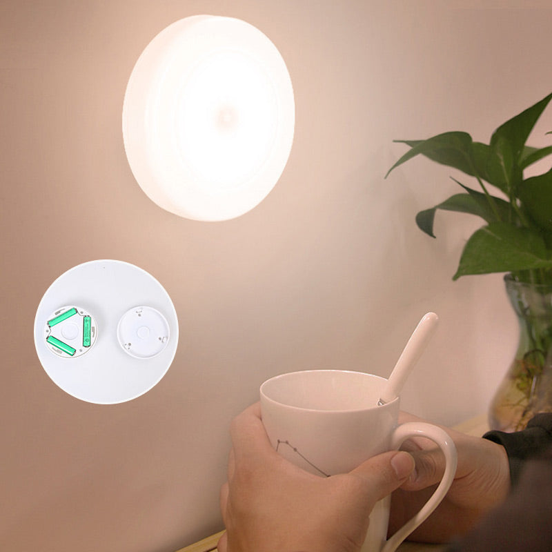 Motion Sensor Night Light Round 3.1 Inch Stick On Set of 2