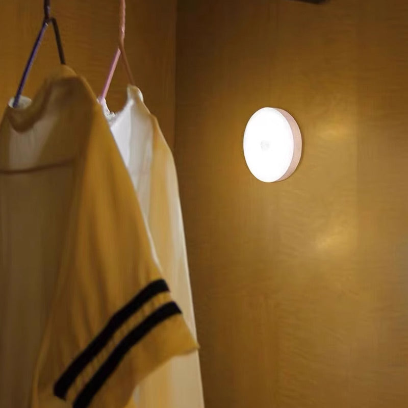 Motion Sensor Night Light Round 3.1 Inch Stick On Set of 2