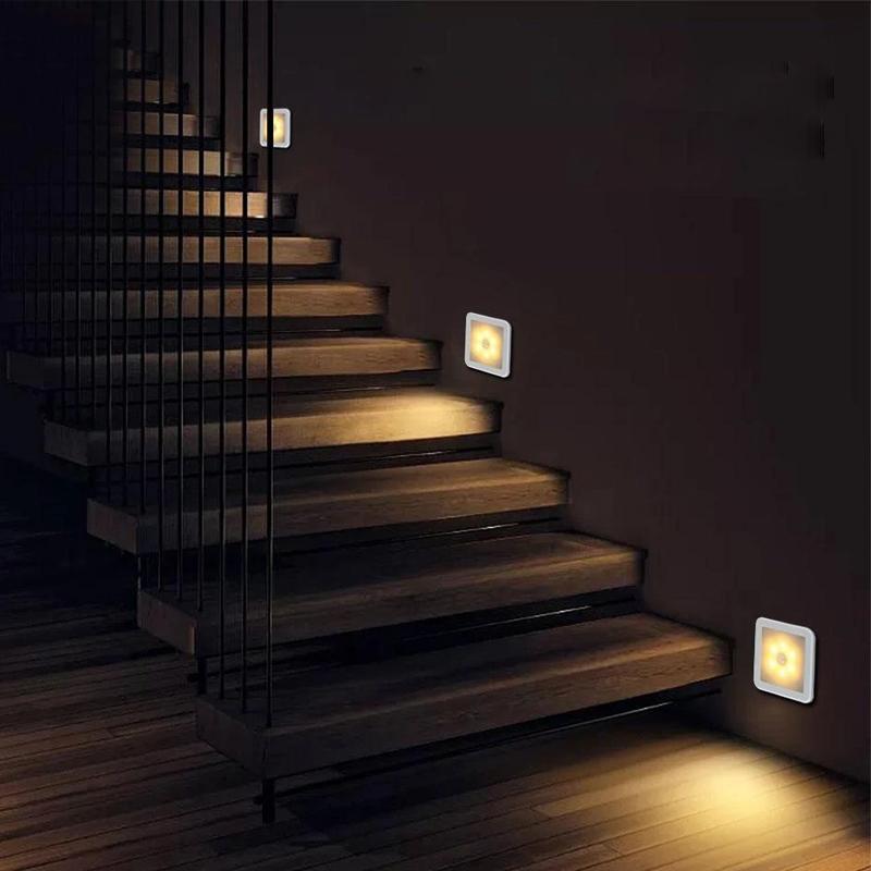 Motion Sensor Night Light Square 3.1 Inch Stick On Set of 3