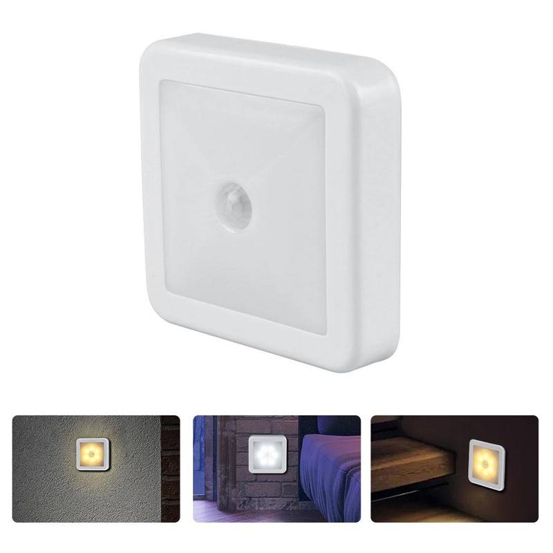 Motion Sensor Night Light Square 3.1 Inch Stick On Set of 3