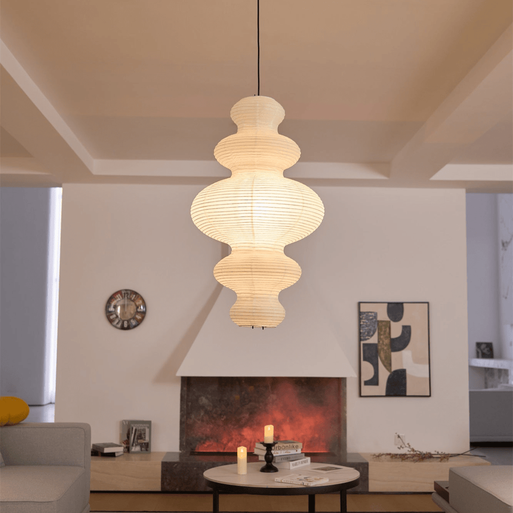 Mulberry Paper Lantern Pendant Light Tiered Shade 18.5 in
