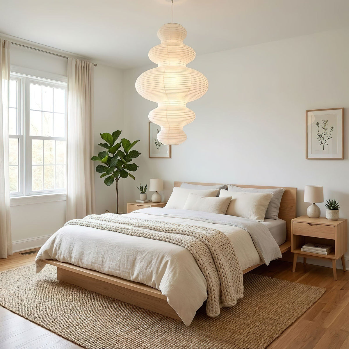 Mulberry Paper Lantern Pendant Light Tiered Shade 18.5 in