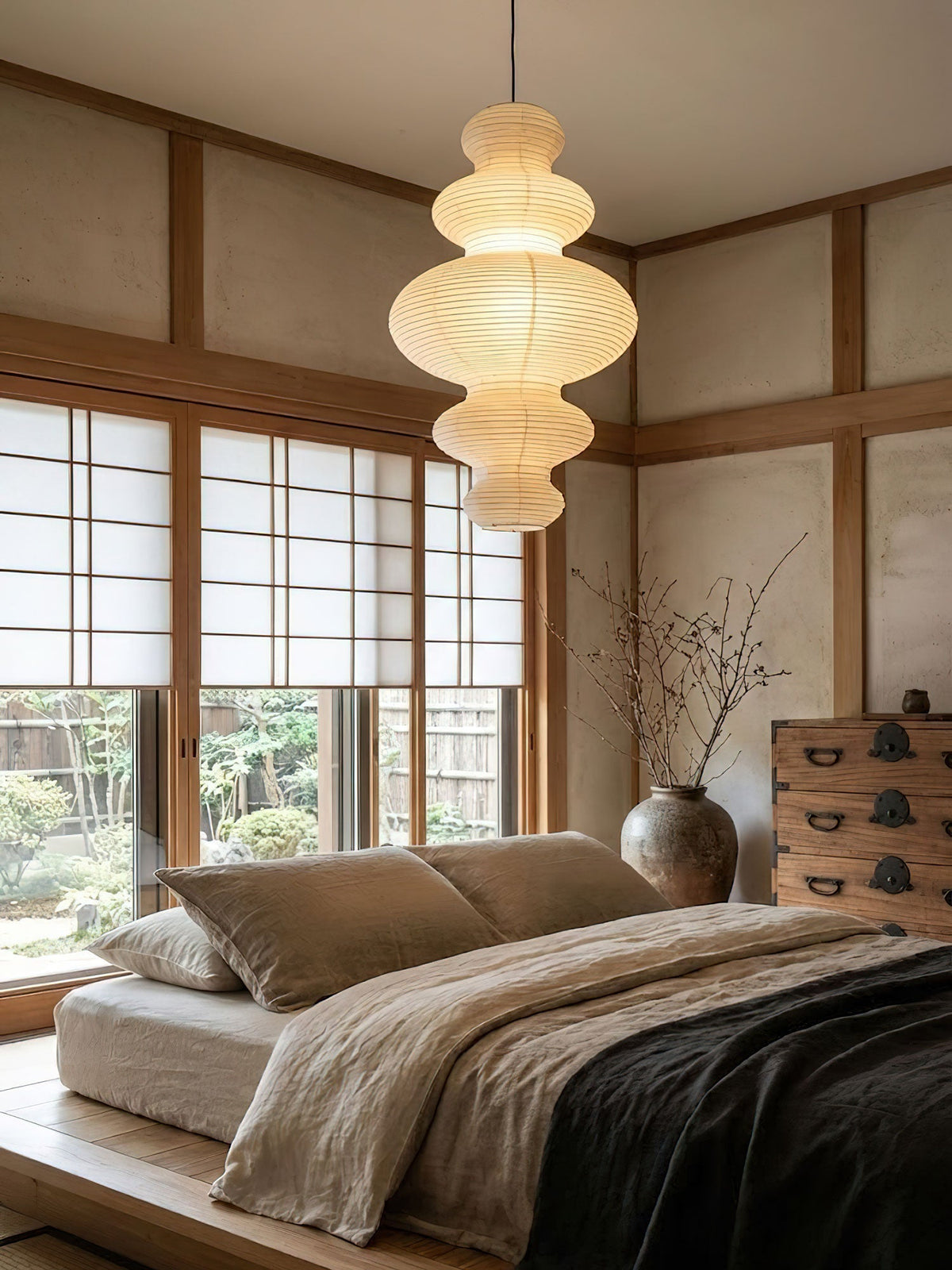Mulberry Paper Lantern Pendant Light Tiered Shade 18.5 in