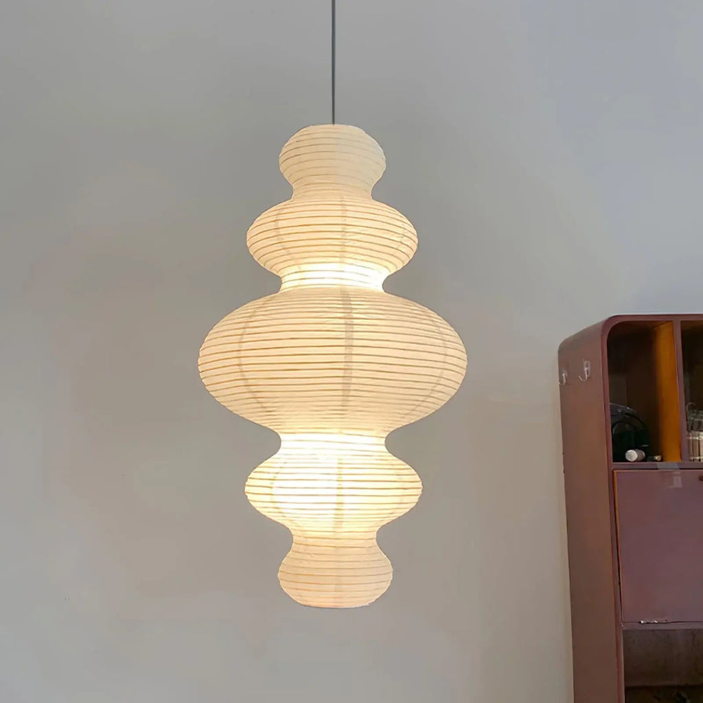 Mulberry Paper Lantern Pendant Light Tiered Shade 18.5 in